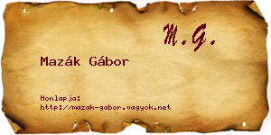 Mazák Gábor névjegykártya